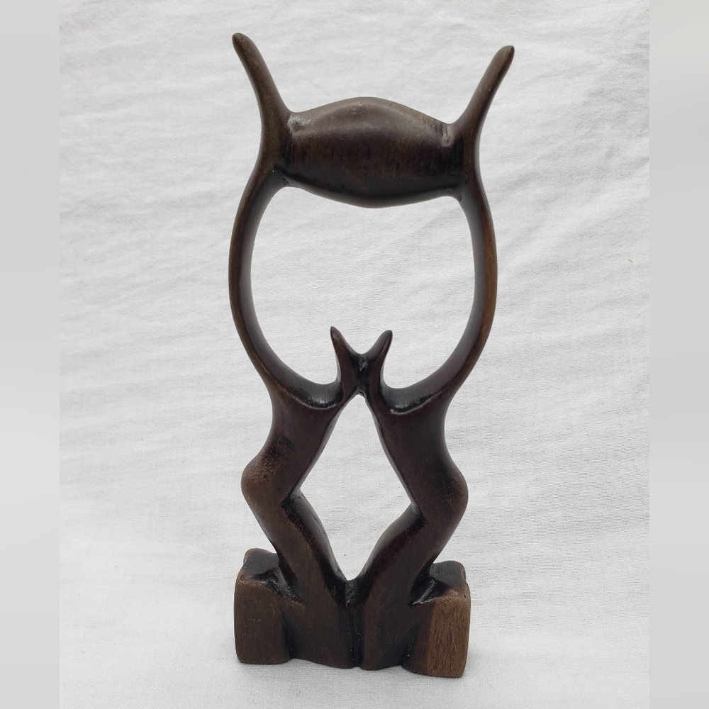 Small Abstract Brown Wooden Unity Sculpture Kenya